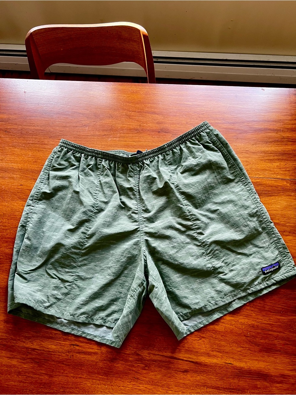 Patagonia Baggies 6 Inch Shorts Mens XXL Green Textured Print Nylon Swim Trunks